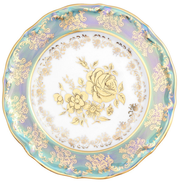 Набор тарелок 17 см 6 шт  МаМ декор &quot;Фредерика /Золотая роза /зелёная&quot; / 310614