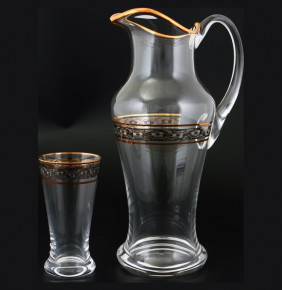 Набор для воды 7 предметов (кувшин + 6 стаканов)  Bohemia "Иксовка /Цветочный узор на платине" / 107861