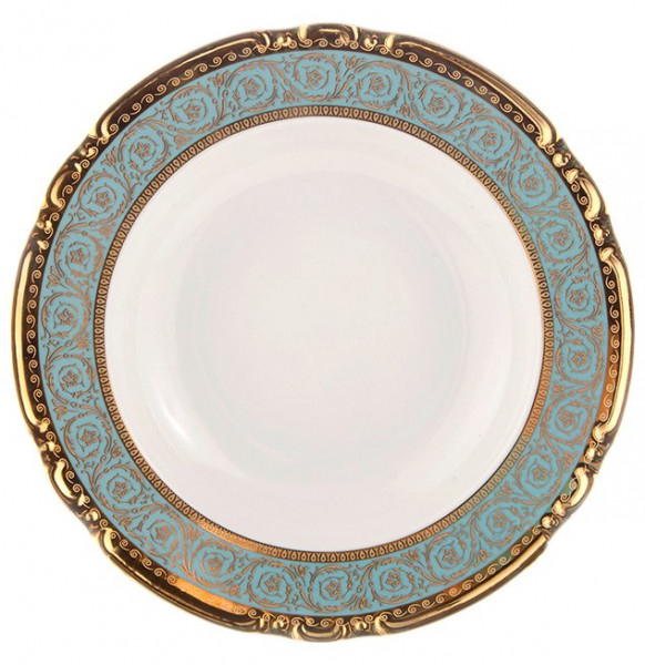 Набор тарелок 23 см 6 шт глубокие  Thun &quot;Констанция /Серо-голубая полоса с золотом&quot; / 105314
