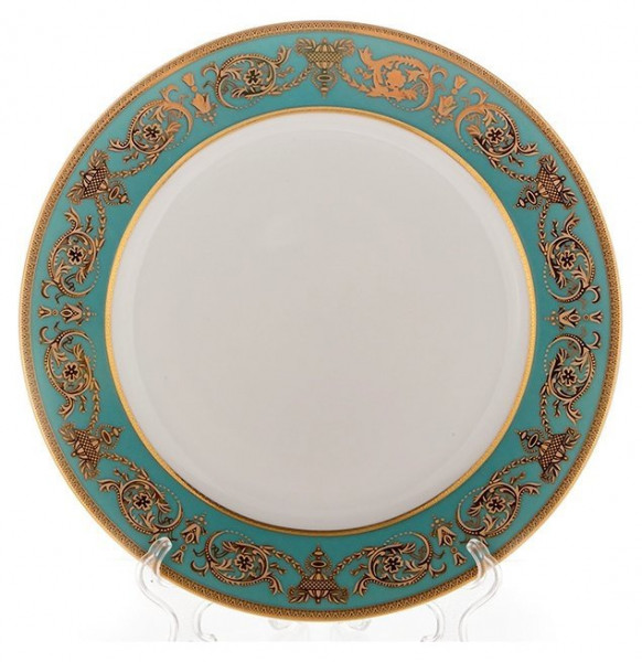 Набор тарелок 27 см 6 шт  Bavarian Porcelain &quot;Александрия /Золотой узор на зеленом&quot; / 118253
