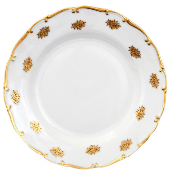 Набор тарелок 19 см 6 шт  Bohemia Porcelan Moritz Zdekauer 1810 s.r.o. &quot;Анжелика /Маленькие золотые розочки&quot; / 033826