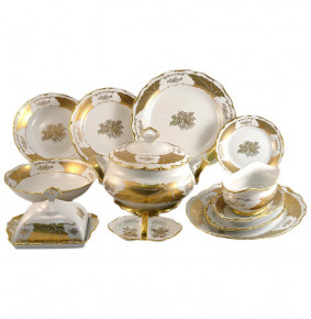 Столовый сервиз на 6 персон 28 предмета  Royal Czech Porcelain "Мария-Луиза /Кленовый лист /Золото" / 204709