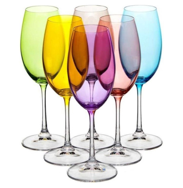 Бокалы для белого вина 300 мл 6 шт  Crystalite Bohemia &quot;Milvus /Барбара /D4642&quot; цветная чаша / 279650