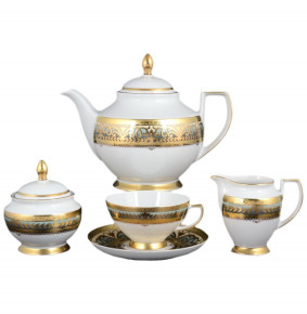 Чайный сервиз на 6 персон 15 предметов  Falkenporzellan "Констанц /Арабеск /Бирюза с золотом" / 099982