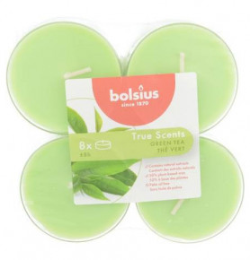 Свечи чайные ароматические 8 шт "True scents /Зелёный чай /Bolsius" (время горения 8 ч) / 262645