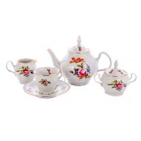 Чайный сервиз на 6 персон 15 предметов  Thun "Бернадотт /Полевой цветок" (чайник с дырочками) / 134081