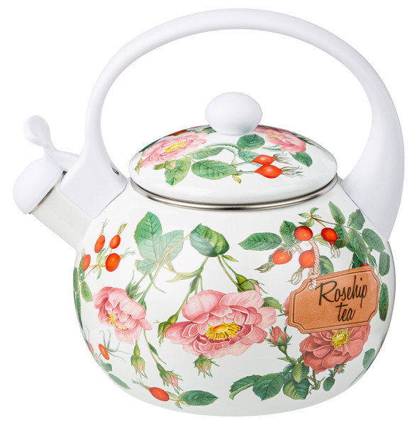 Чайник 2,2 л эмалированный со свистком индукционное дно  Agness &quot;Fruit Basket /Rosehip tea&quot; / 313098