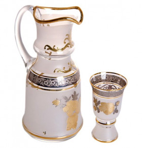Набор для воды 7 предметов (кувшин + 6 стаканов)  Bohemia "Королевский /Цветочный узор на платине" / 035259