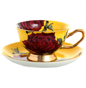 Набор чайных пар 200 мл 6 шт  Royal Classics "Розы /Ассорти" жёлтые / 139778