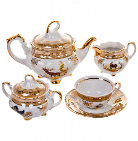Чайный сервиз на 6 персон 15 предметов  Bavarian Porcelain "Болеро /Охота бежевая" / 043471