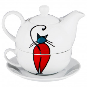 Чайный набор 3 предмета (чайная пара 300 мл + чайник 450 мл)  LEFARD "Кошки" / 186931