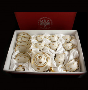 Чайный сервиз на 6 персон 15 предметов  Bohemia Porcelan Moritz Zdekauer 1810 s.r.o. "Анжелика /Маленькие золотые розочки /СК" подарочная упаковка / 0
