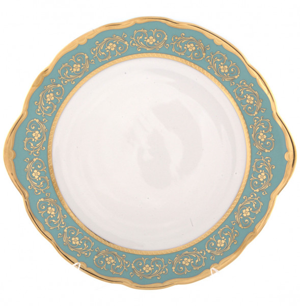 Пирожковая тарелка 27 см  Bavarian Porcelain &quot;Мария-Тереза /Цветочная роспись /Бирюза&quot; / 277833