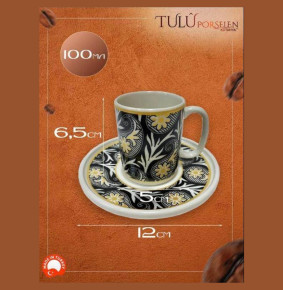Набор кофейных пар 100 мл 6 шт  O.M.S. Collection "TULU /Цветочный мотив" / 309562