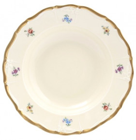 Набор тарелок 23 см 6 шт (глубокие)  МаМ декор "Мария-Луиза /Мелкие цветы /матовое золото /СК" / 126098