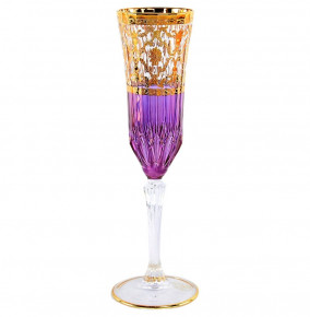 Бокалы для шампанского 180 мл 6 шт  RCR Cristalleria Italiana SpA "Timon /Адажио фиолет /С золотом" / 149571