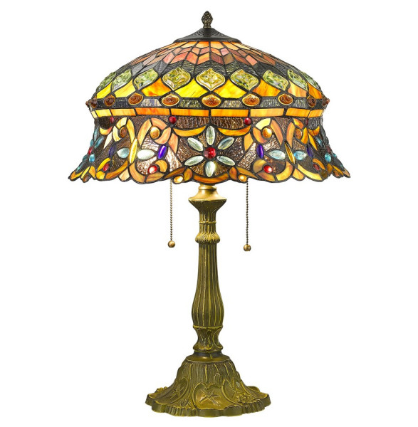 Лампа настольная 3 рожковая  Velante &quot;Tiffany&quot; Ромашка / 304828