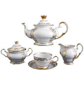Чайный сервиз на 6 персон 15 предметов  Bohemia Porcelan Moritz Zdekauer 1810 s.r.o. "Анжелика /Золотые вензеля" / 057300
