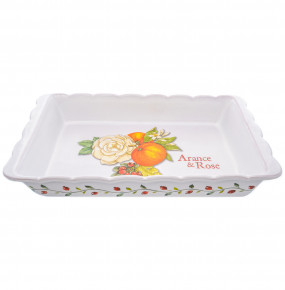 Блюдо для запекания 37 х 21 см прямоугольное  Artigianato Ceramico by Caroline "Artigianato ceramico /Апельсин и роза" / 228443