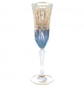 Бокалы для шампанского 180 мл 6 шт  RCR Cristalleria Italiana SpA "Timon /Адажио синий с золотом" / 101101