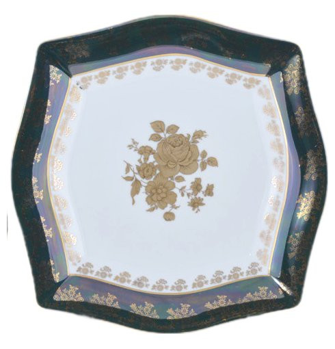 Набор тарелок 27,7 см 6 шт  Royal Czech Porcelain &quot;Львов /Золотая роза /Зеленая&quot; / 203884