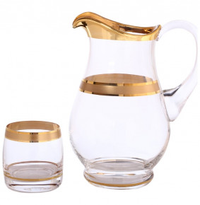 Набор для воды 7 предметов (кувшин + 6 стаканов)  Bohemia "Идеал /Матовая полоса /золото" А-М / 125861
