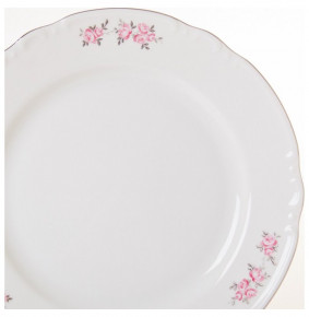 Набор тарелок 24 см 6 шт  Thun "Констанция /Розовые розы /платина" / 051216