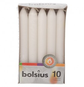 Свечи столовые 17 х 2 см 10 шт "Белые /Bolsius" / 257287
