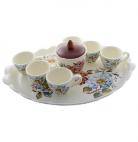 Кофейный набор на 6 персон 9 предметов  Artigianato Ceramico by Caroline "Artigianato ceramico /Весенние лепестки" / 223876