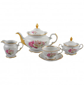 Чайный сервиз на 6 персон 15 предметов  Royal Czech Porcelain "Аляска /Английская роза" / 203867