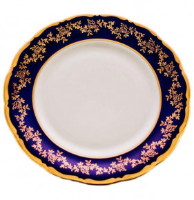 Набор тарелок 17 см 6 шт  Bavarian Porcelain "Фредерика /Кобальт /Золотые листики" / 061722