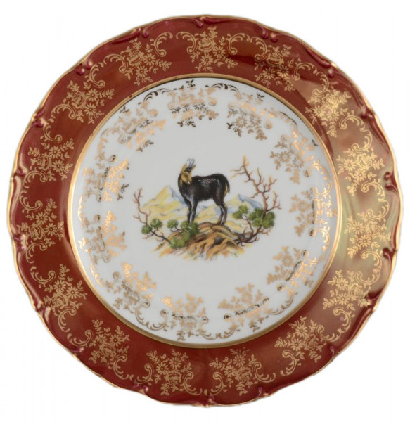 Набор тарелок 21 см 6 шт  Bohemia Porcelan Moritz Zdekauer 1810 s.r.o. &quot;Магнолия /Охота красная&quot; / 038334