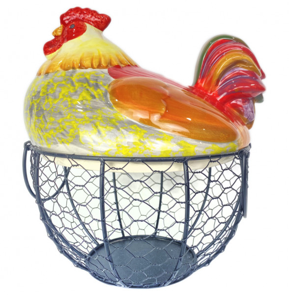 Корзинка для хранения яиц с крышкой  Arow &quot;Петух /Tavuk&quot; цветная / 254551