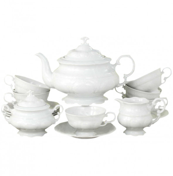 Чайный сервиз на 6 персон 15 предметов  Leander &quot;Соната /Белый узор&quot; / 158452