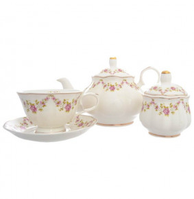 Чайный сервиз на 6 персон 14 предметов (без молочника)  Royal Classics "Соната /Розовый цветок" / 279708