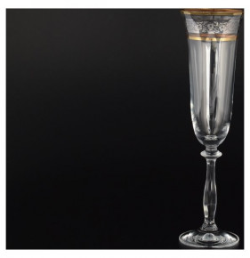Бокалы для шампанского 190 мл 6 шт  Crystalex CZ s.r.o. "Анжела /Цветочный узор на платине" / 005193