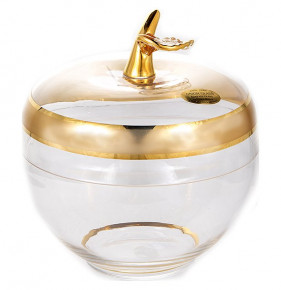 Ваза для конфет с крышкой Яблоко  UNION GLASS "Матовая полоса /золото"  / 156010