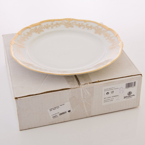 Набор тарелок 26 см 6 шт  Weimar Porzellan &quot;Кастэл /Золотой цветочный узор&quot; / 021015