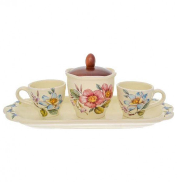 Кофейный набор на 2 персоны 5 предметов  Artigianato Ceramico by Caroline &quot;Artigianato ceramico /Весенние лепестки&quot; / 243541