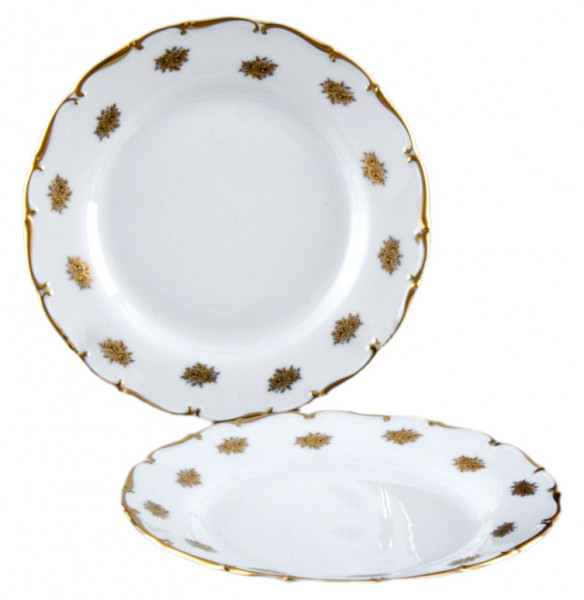 Набор тарелок 21 см 6 шт  Bohemia Porcelan Moritz Zdekauer 1810 s.r.o. &quot;Анжелика /Маленькие золотые розочки&quot; / 033827