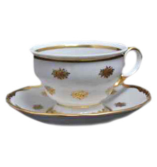 Набор чайных пар 220 мл 6 шт  Bohemia Porcelan Moritz Zdekauer 1810 s.r.o. &quot;Анжелика /Маленькие золотые розочки&quot; / 033829