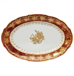 Блюдо 36 см овальное  Royal Czech Porcelain "Мария-Тереза /Золотая роза /Красная" / 203549