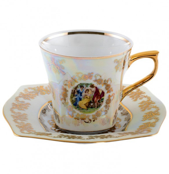 Набор чайных пар 230 мл 6 шт  Royal Czech Porcelain &quot;Львов /Мадонна перламутр&quot; / 203795