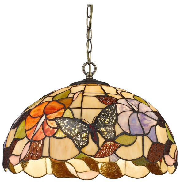 Светильник потолочный 2 рожковый  Velante &quot;Tiffany&quot; Цветы и бабочки / 304763