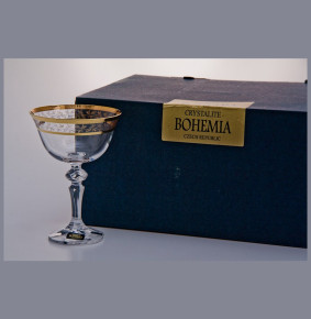 Бокалы для мартини 180 мл 6 шт  Crystalite Bohemia "Лаура /Золотые листики" / 005810