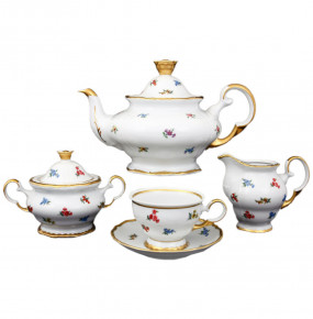 Чайный сервиз на 6 персон 15 предметов  Bohemia Porcelan Moritz Zdekauer 1810 s.r.o. "Анжелика 811 /Мелкие цветы" / 071189