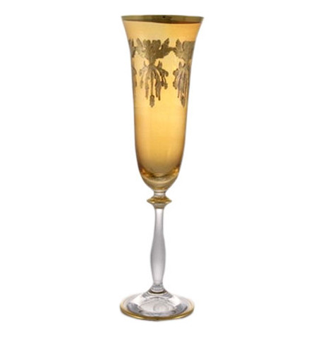 Бокалы для шампанского 190 мл 6 шт янтарные  Same Crystal &quot;Анжела /Золотой орнамент&quot; / 031313