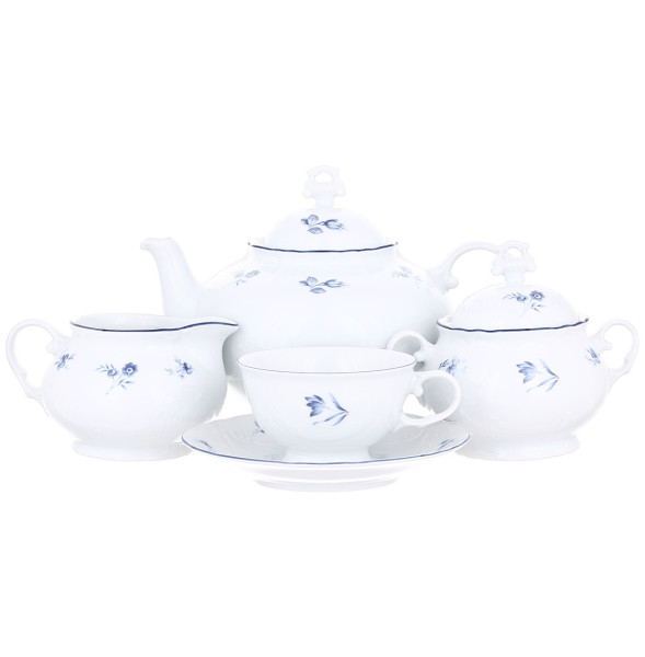 Чайный сервиз на 6 персон 15 предметов  Thun &quot;Викомте /Синий цветок&quot; / 344244
