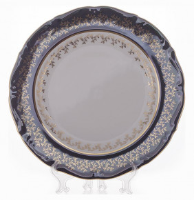 Блюдо 30 см круглое  Bavarian Porcelain "Мария-Тереза /Зелёная /Золотые листики" / 091936