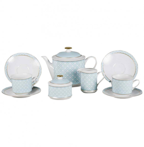 Чайный сервиз на 6 персон 15 предметов  Leander &quot;Сабина /Голубое плетение&quot; / 159129